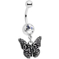 BodyCandy Clear Gem Death Mask Butterfly Dangle Belly Ring — main product shot