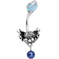 BodyCandy Blue Orbs Nautical Crab and Whelk Shell Dangle Belly Ring — main product shot