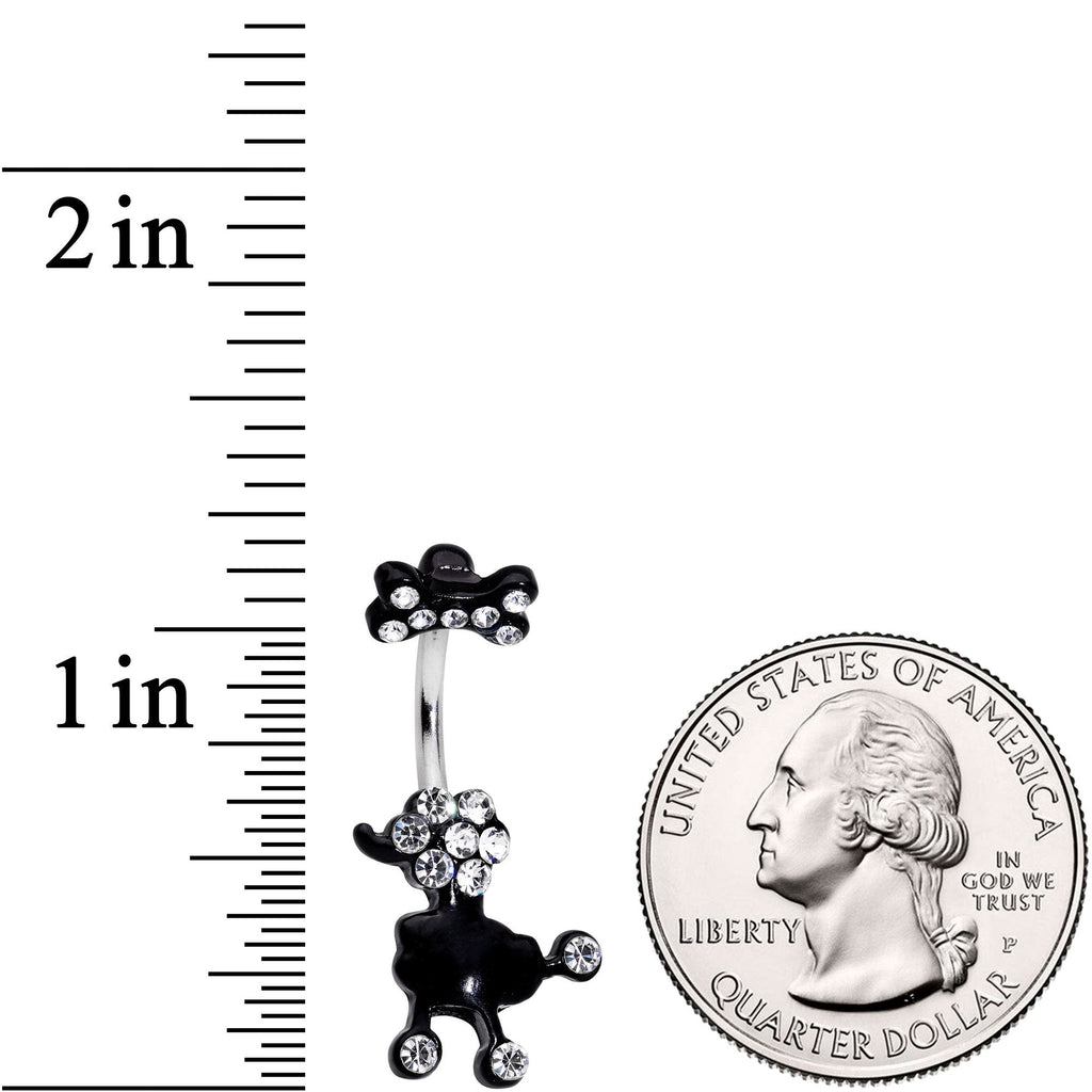 BodyCandy Clear Gem Give a Dog a Bone Double Mount Belly Ring — detail and construction
