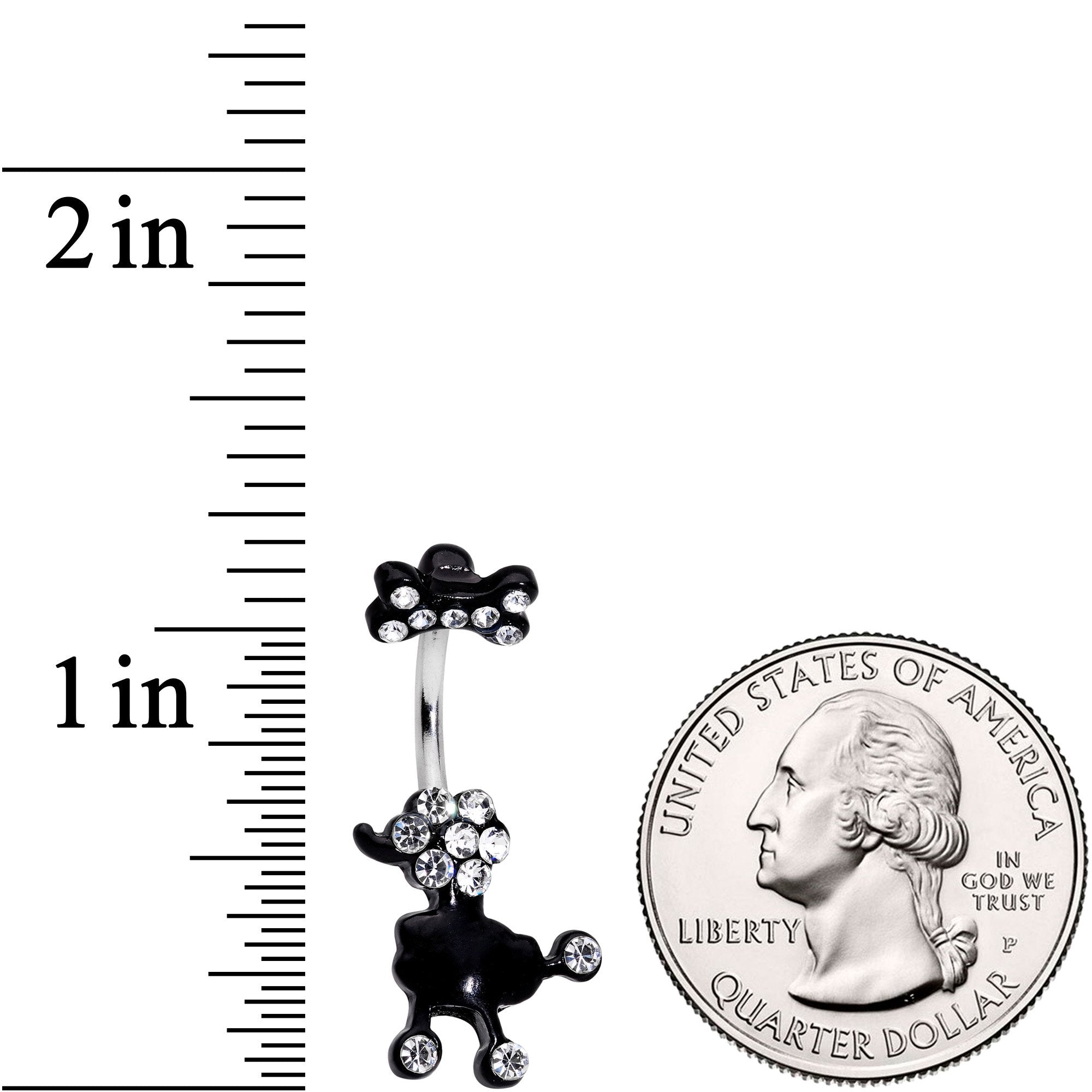BodyCandy Clear Gem Give a Dog a Bone Double Mount Belly Ring — detail and construction