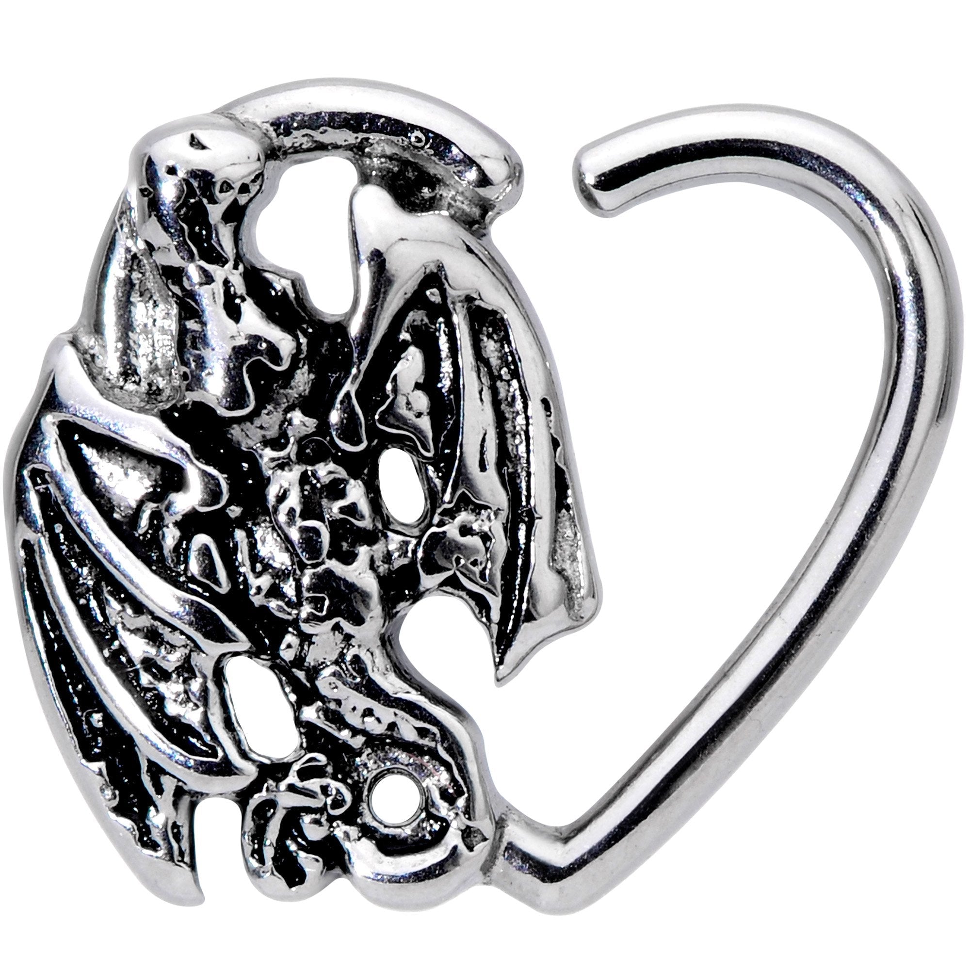 BodyCandy 16G 3/8 Crouching Dragon Right Heart Closure Ring — main product shot