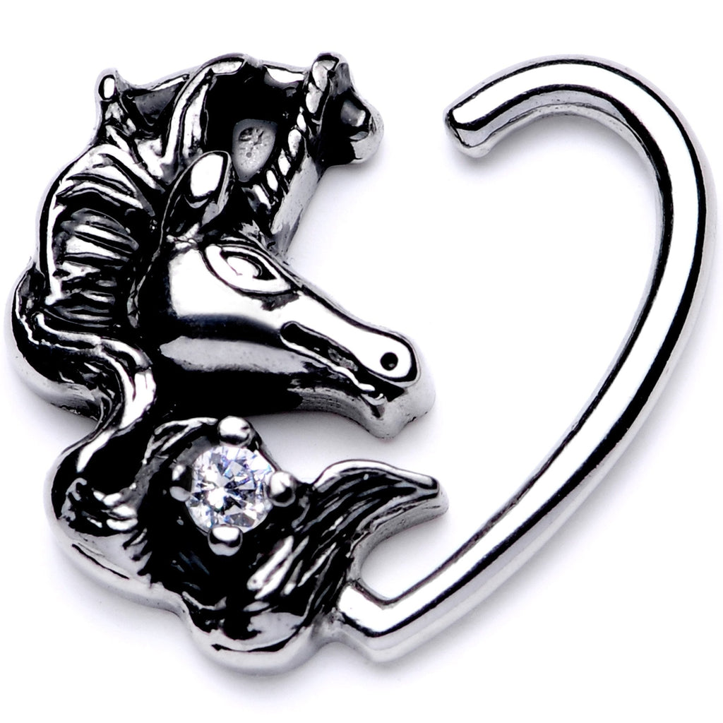 BodyCandy 16G 3/8 Clear CZ Unicorn Right Heart Closure Ring — main product shot