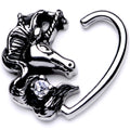 BodyCandy 16G 3/8 Clear CZ Unicorn Right Heart Closure Ring — main product shot