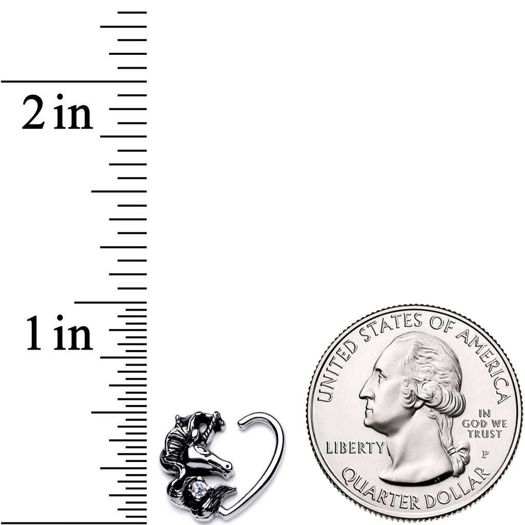 BodyCandy 16G 3/8 Clear CZ Unicorn Right Heart Closure Ring — detail and construction