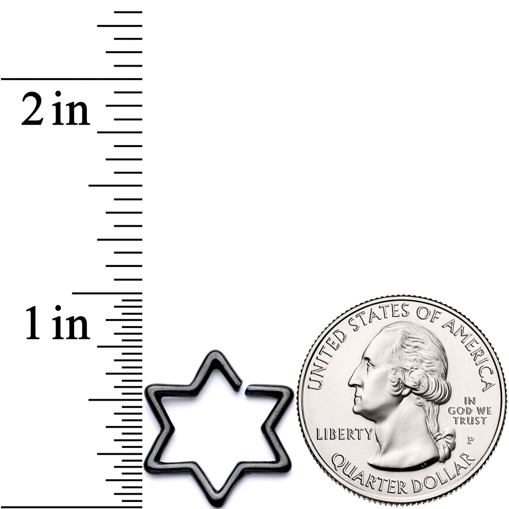 BodyCandy 16G 5/16 Black Hexagram Star of David Closure Ring — detail and construction