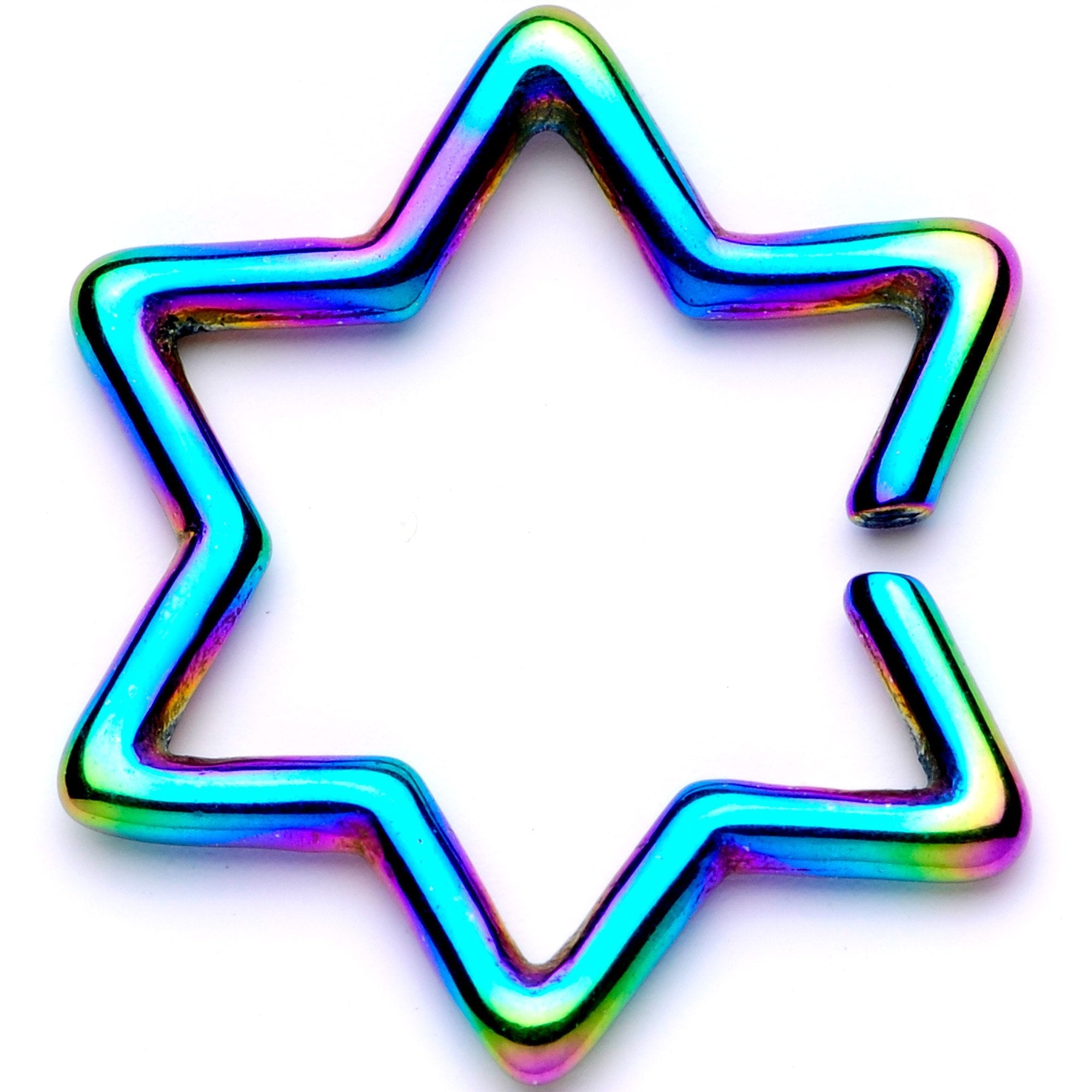 BodyCandy 16G 5/16 Rainbow Hexagram Star of David Closure Ring — main product shot