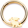 BodyCandy 16G 3/8 Gold Tone Fantasy Dragon Hinged Segment Ring — main product shot