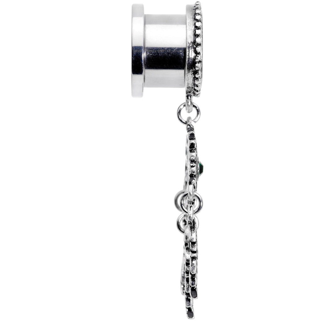 BodyCandy Green Gem Feather Dreamcatcher Screw Fit Tunnel Plug Set — branding close-up