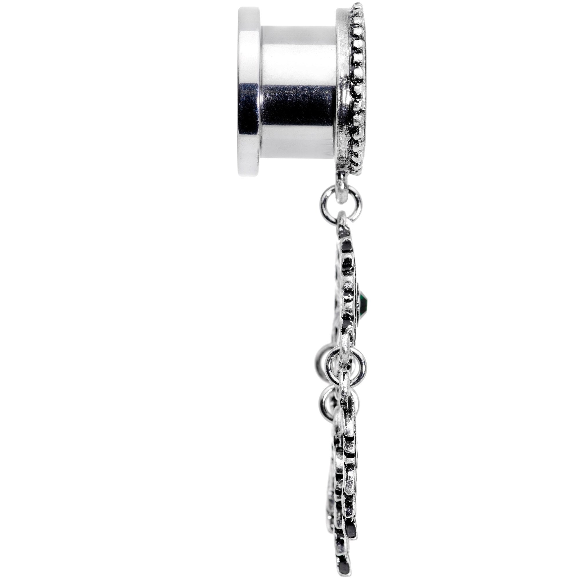 BodyCandy Green Gem Feather Dreamcatcher Screw Fit Tunnel Plug Set — branding close-up