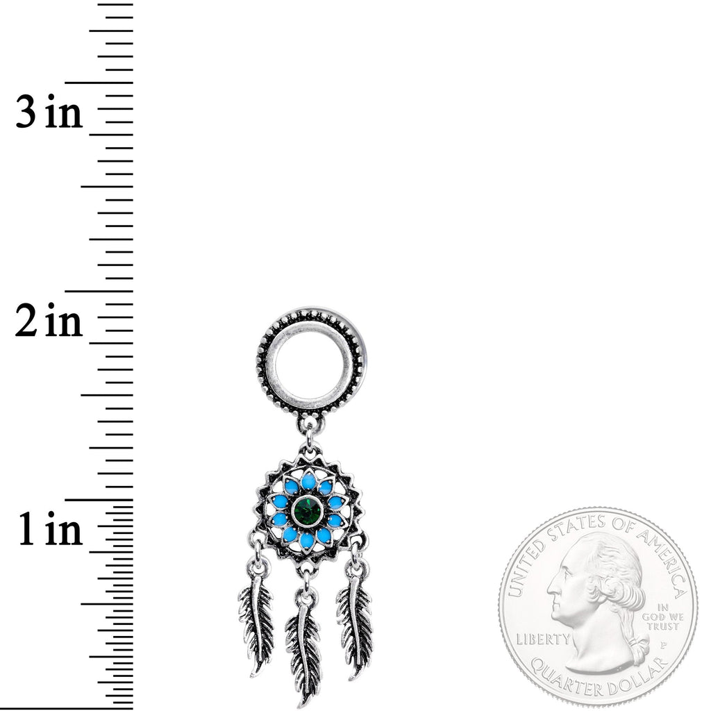 BodyCandy Green Gem Feather Dreamcatcher Screw Fit Tunnel Plug Set — alternate view