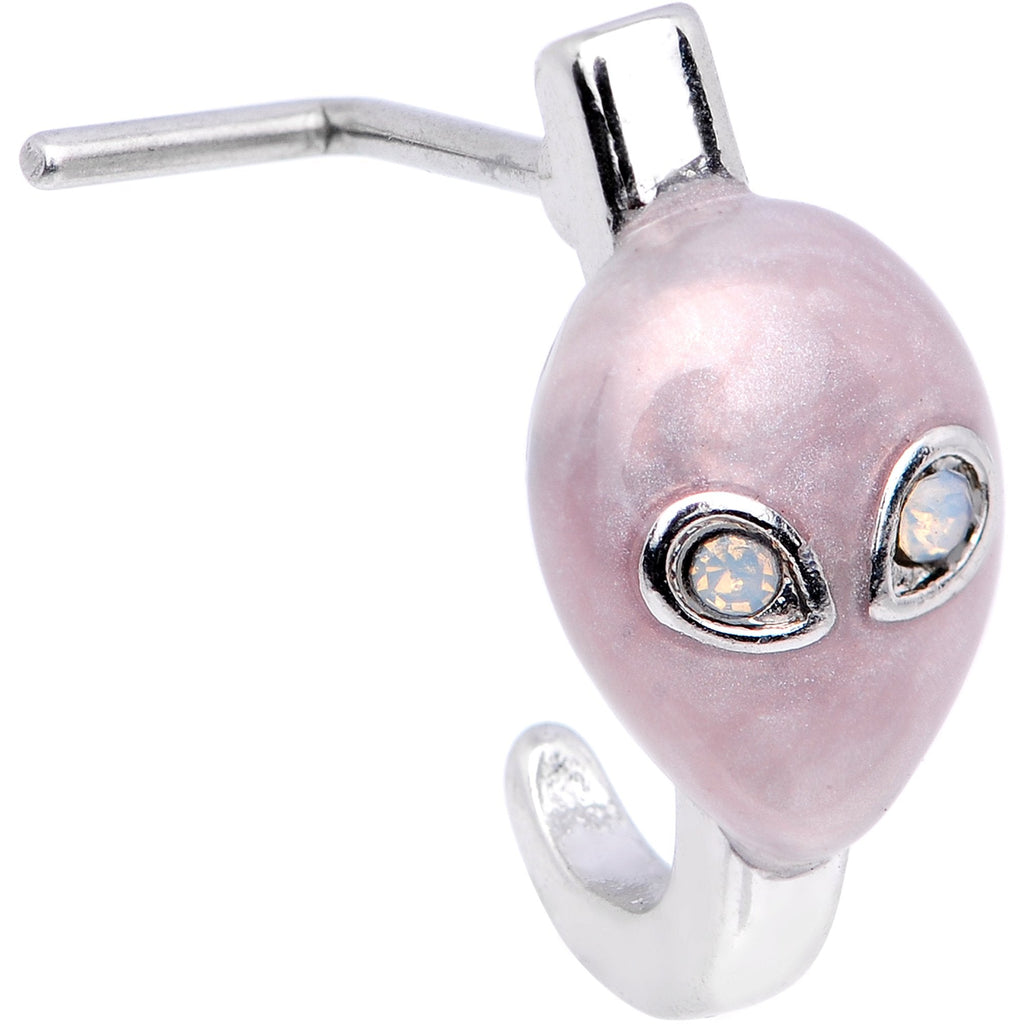 BodyCandy 20G White Faux Opal Pink Alien Faux Hoop L Shaped Nose Ring — main product shot