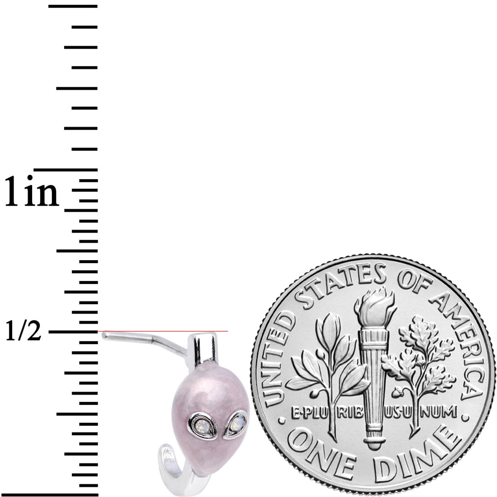 BodyCandy 20G White Faux Opal Pink Alien Faux Hoop L Shaped Nose Ring — lifestyle context