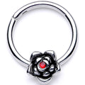BodyCandy 16G 3/8 Red Gem Tiny Flower Hinged Segment Ring — main product shot