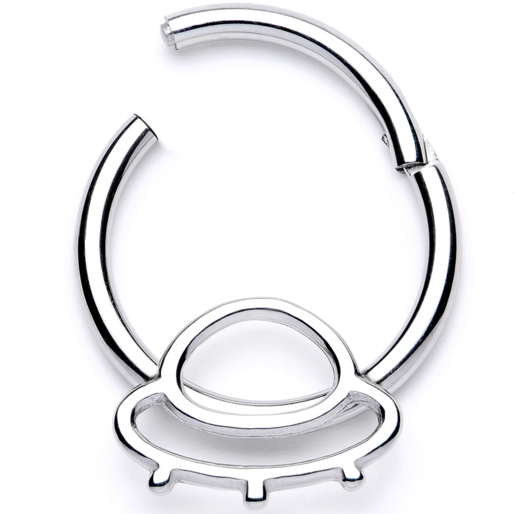 BodyCandy 16G 3/8 Alien Spaceship Hinged Segment Ring — detail and construction