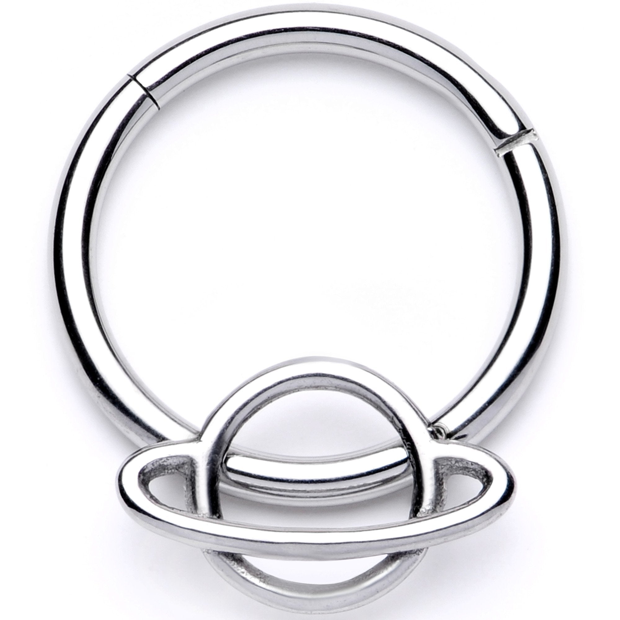 BodyCandy 16G 3/8 Super Stellar Planet Saturn Hinged Segment Ring — main product shot