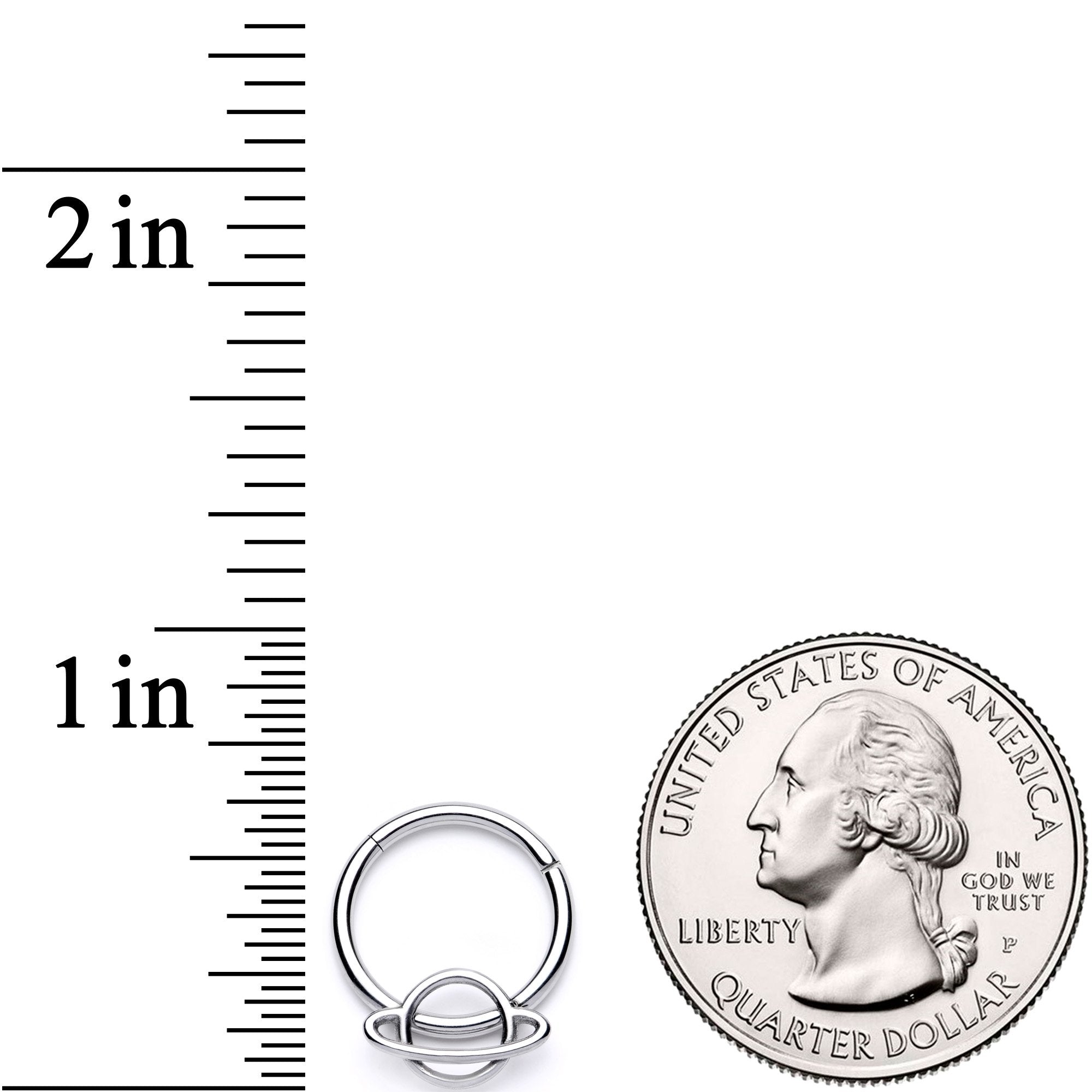 BodyCandy 16G 3/8 Super Stellar Planet Saturn Hinged Segment Ring — lifestyle context
