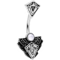 BodyCandy White Faux Opal Art Deco Triangle Double Mount Belly Ring — main product shot