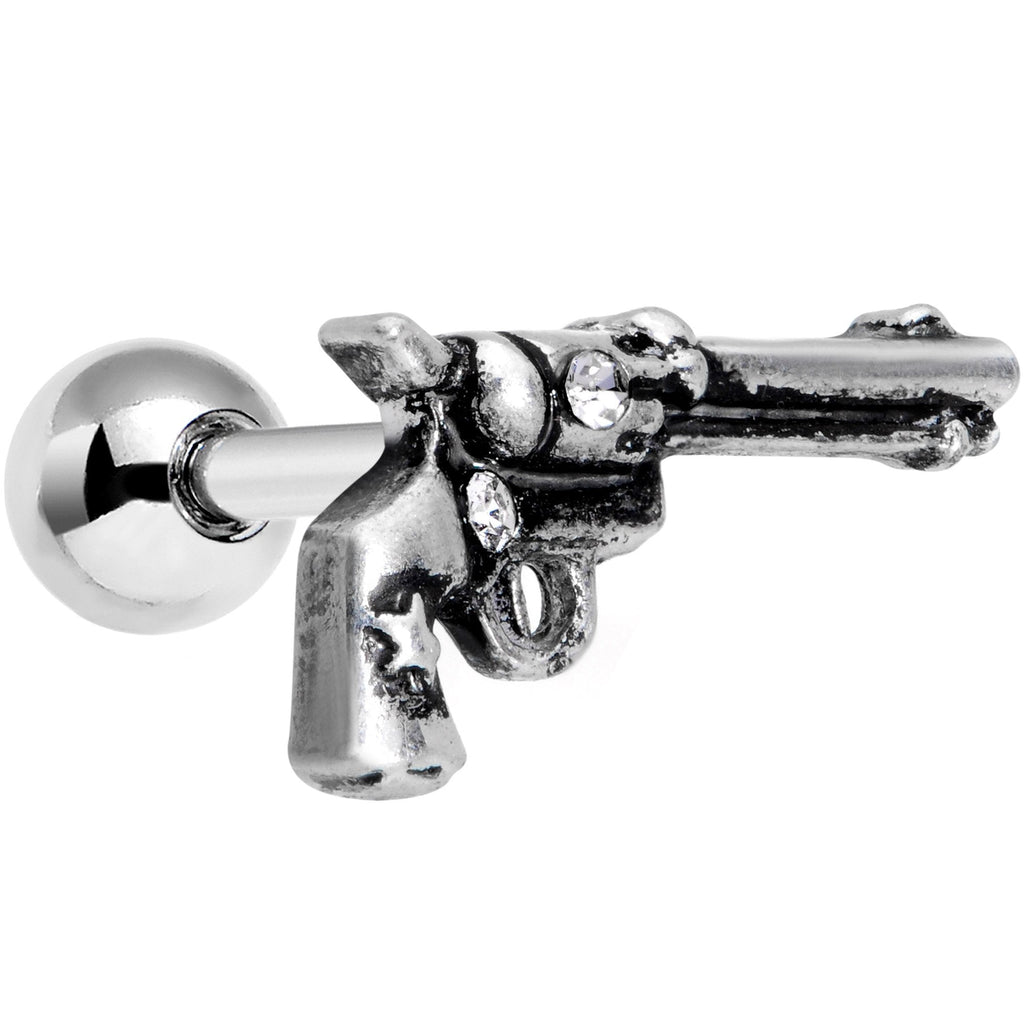 BodyCandy 16G 1/4 Clear Gem Rockin' Revolver Gun Cartilage Tragus Earring — main product shot