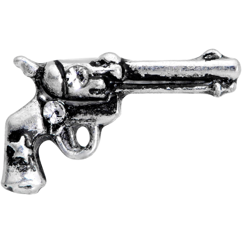 BodyCandy 16G 1/4 Clear Gem Rockin' Revolver Gun Cartilage Tragus Earring — detail and construction