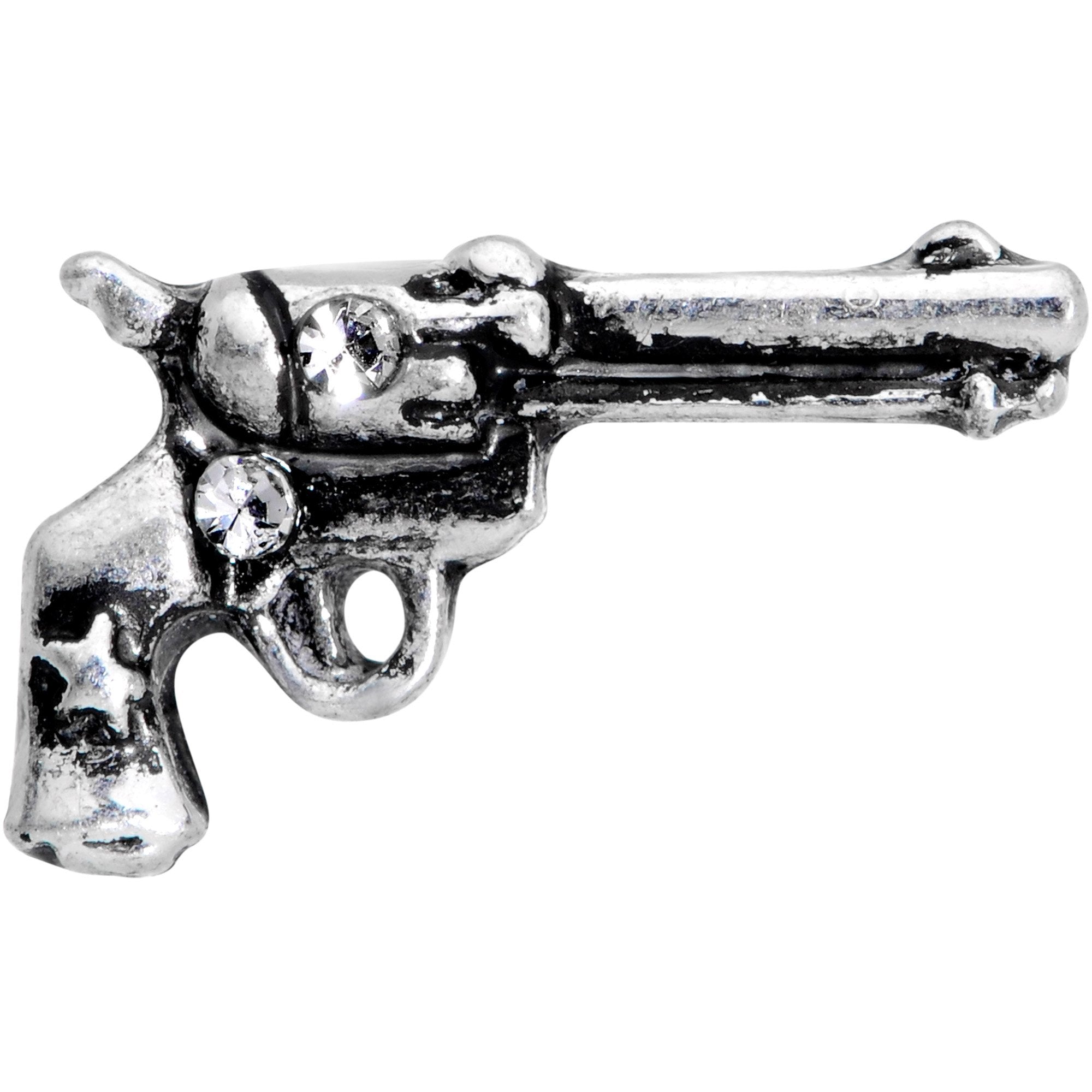 BodyCandy 16G 1/4 Clear Gem Rockin' Revolver Gun Cartilage Tragus Earring — detail and construction