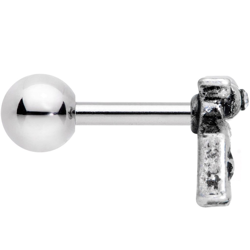 BodyCandy 16G 1/4 Clear Gem Rockin' Revolver Gun Cartilage Tragus Earring — lifestyle context