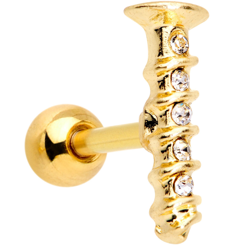BodyCandy 16G 1/4 Clear Gem Gold Tone Screw Cartilage Tragus Earring — main product shot
