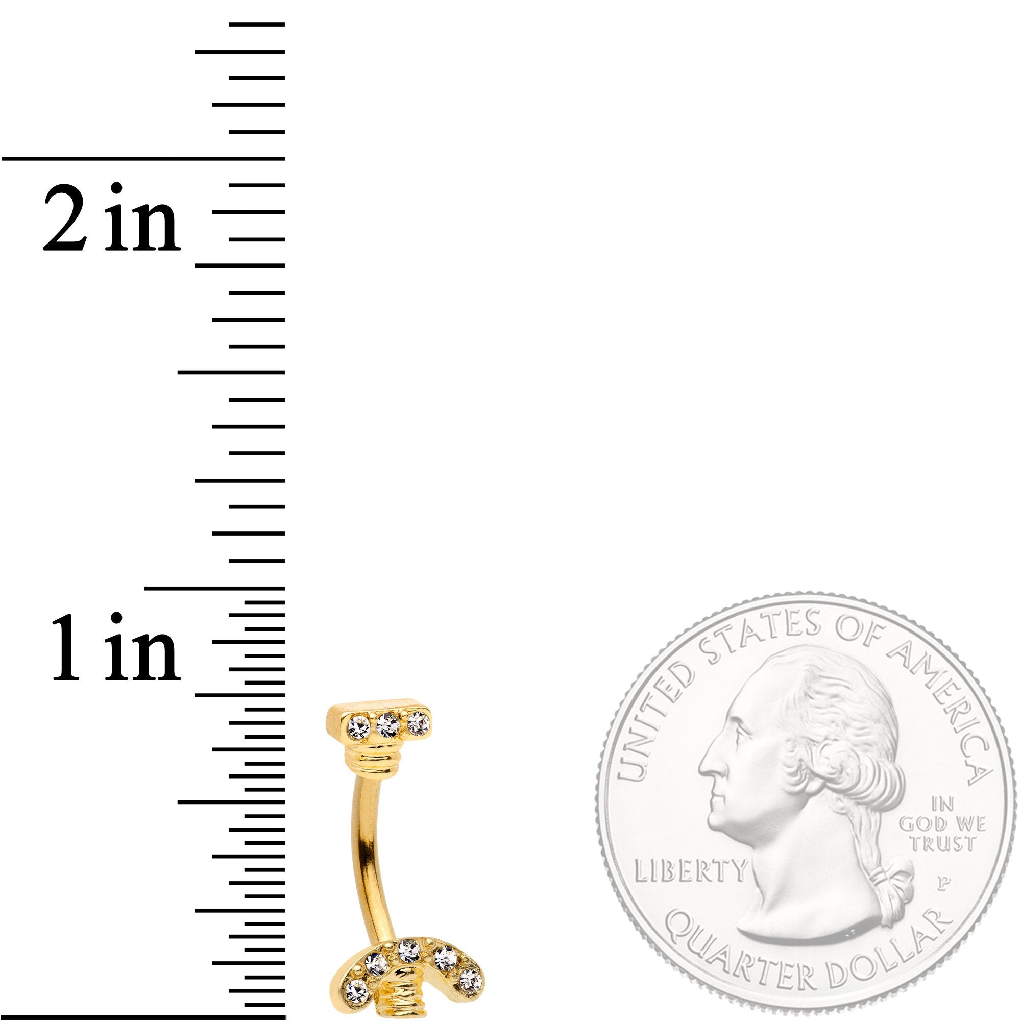 BodyCandy Clear Gem Gold Tone Nuts for Bolts Double Mount Belly Ring — detail and construction