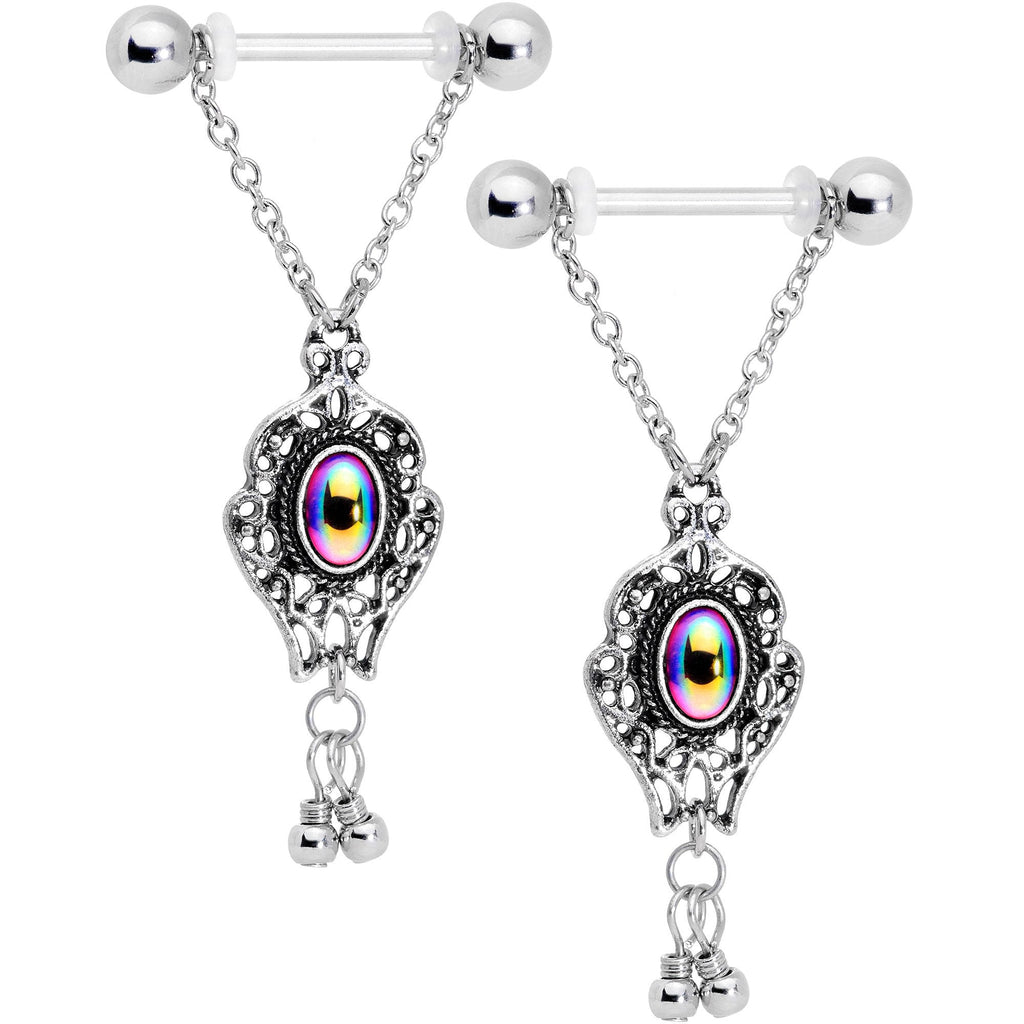 BodyCandy 14G Aurora Orb Victorian Virtue Dangle Barbell Nipple Ring Set — main product shot