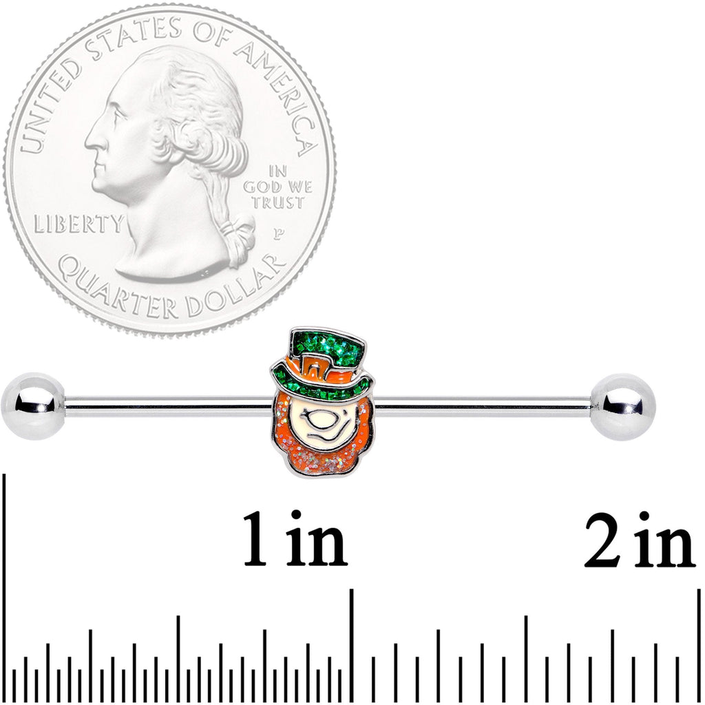 BodyCandy 14G St Patricks Day Leprechaun Barbell Industrial 38mm — detail and construction
