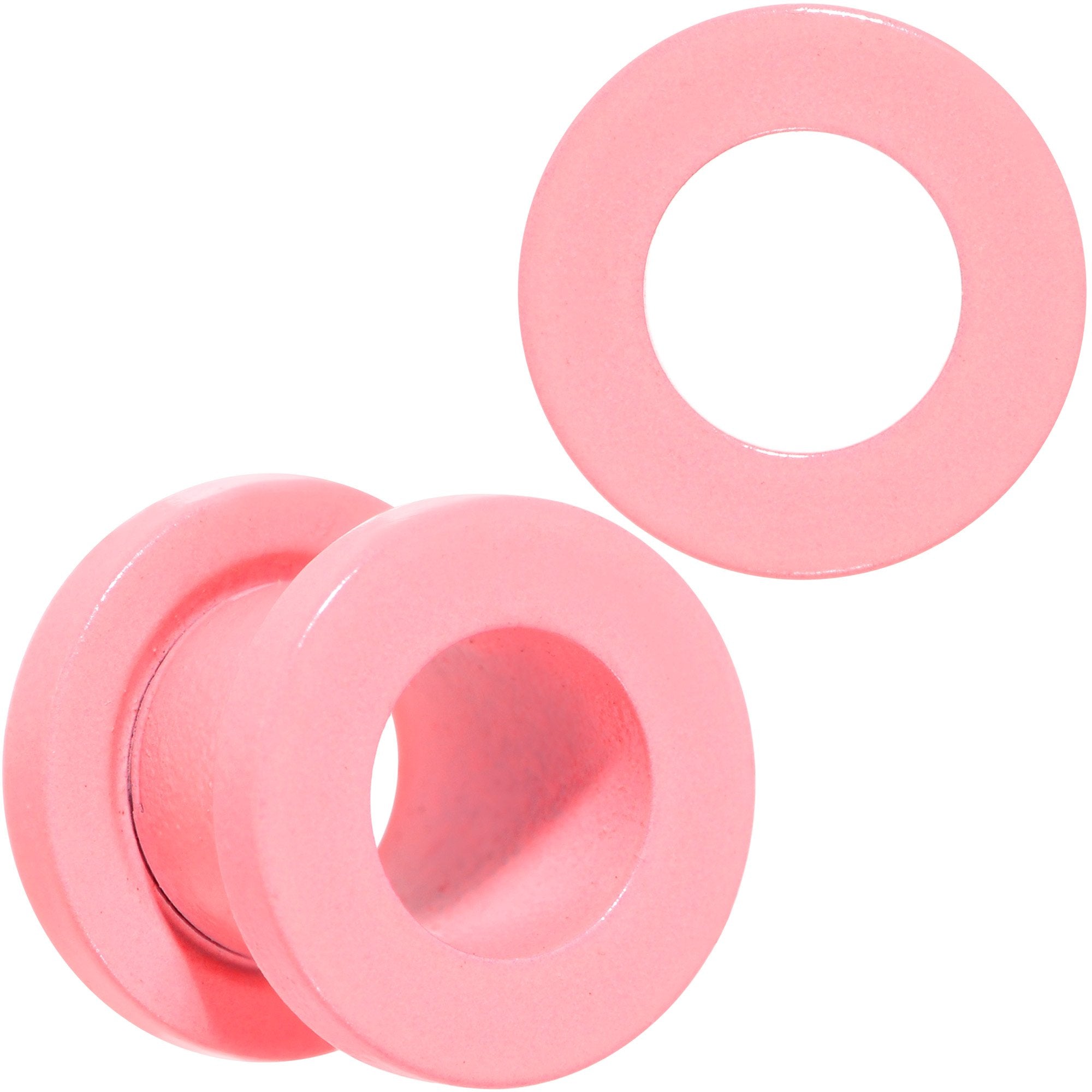 BodyCandy Sweet Pastel Pink Screw Fit Tunnel Plug Set 16G to 19mm — scale reference