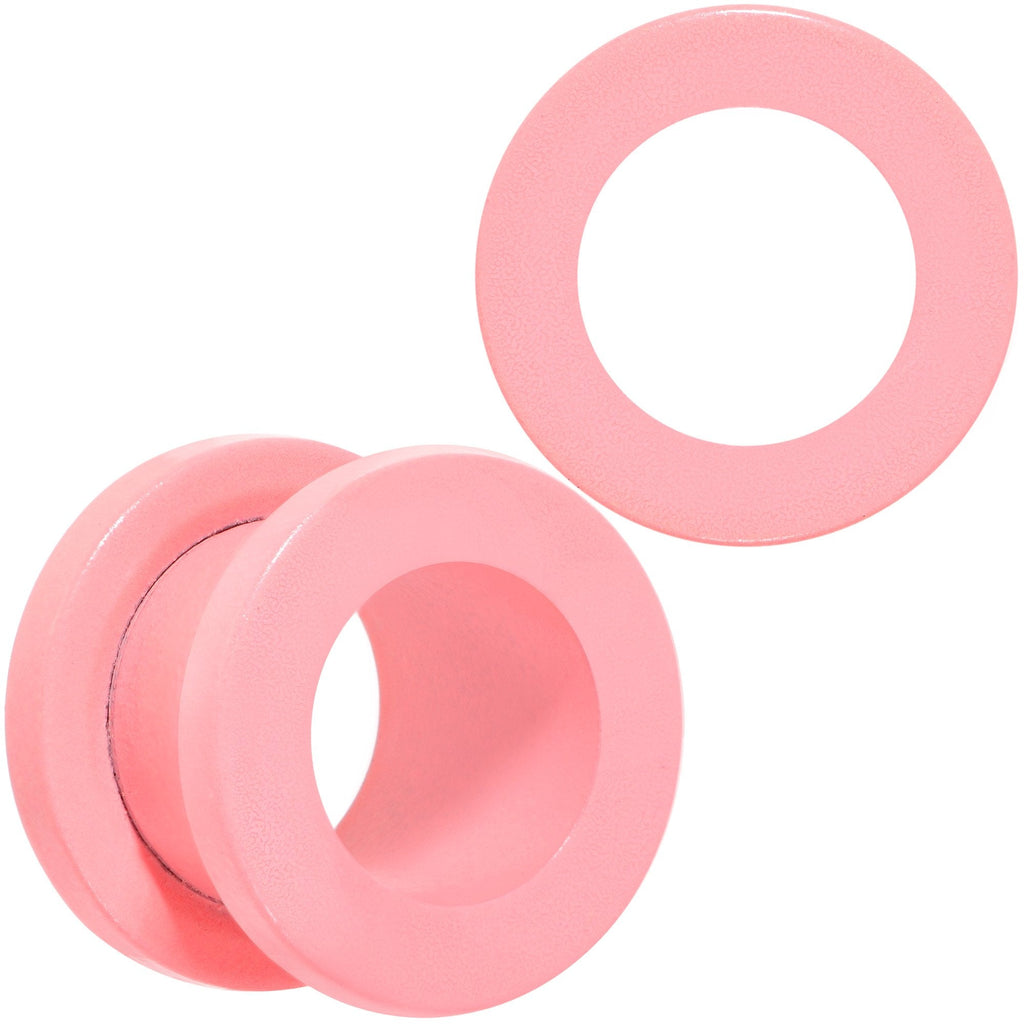 BodyCandy Sweet Pastel Pink Screw Fit Tunnel Plug Set 16G to 19mm — color variant