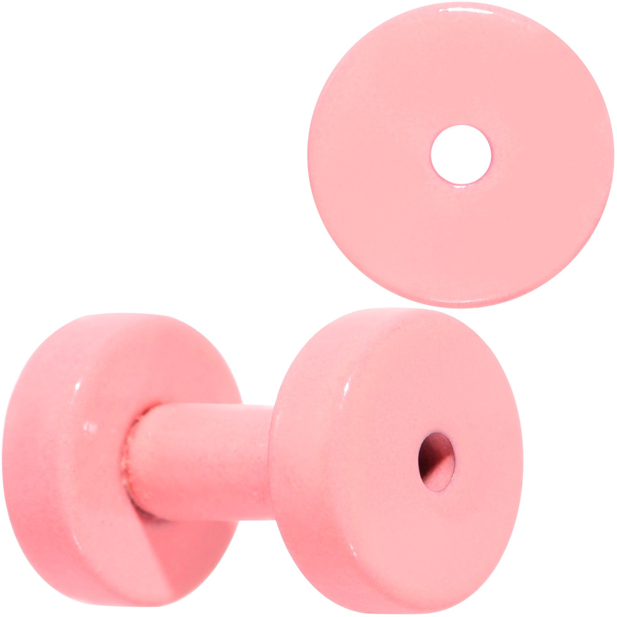 BodyCandy Sweet Pastel Pink Screw Fit Tunnel Plug Set 16G to 19mm — texture detail