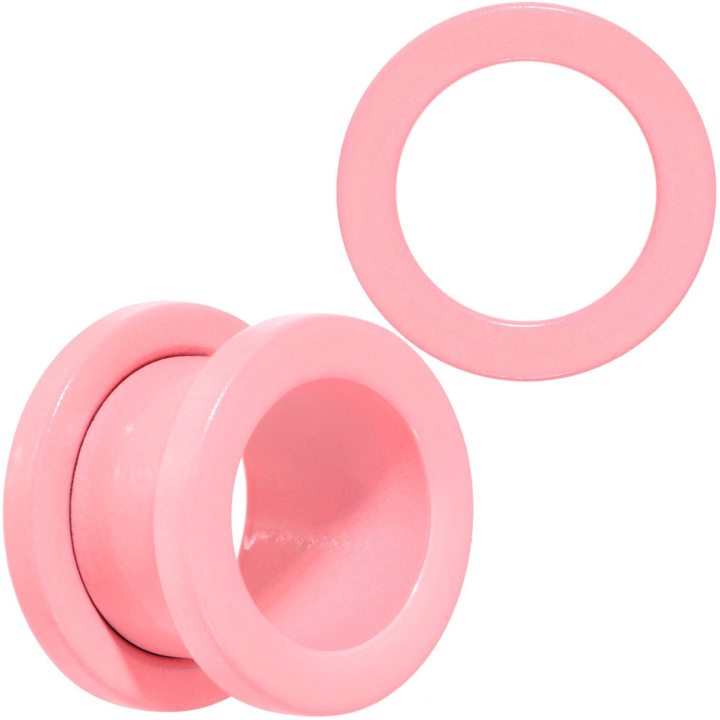 BodyCandy Sweet Pastel Pink Screw Fit Tunnel Plug Set 16G to 19mm — in-use context