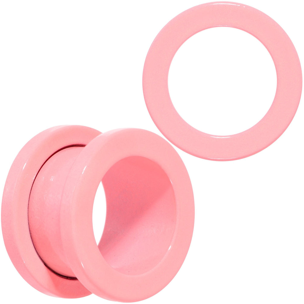 BodyCandy Sweet Pastel Pink Screw Fit Tunnel Plug Set 16G to 19mm — main product shot