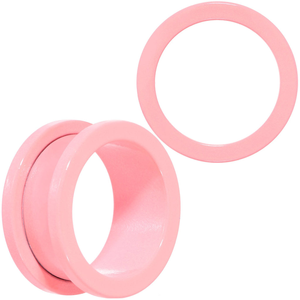 BodyCandy Sweet Pastel Pink Screw Fit Tunnel Plug Set 16G to 19mm — main product shot