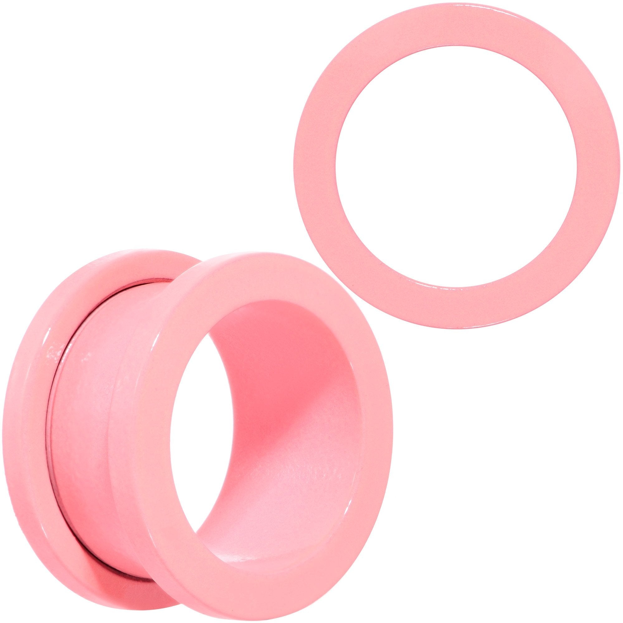 BodyCandy Sweet Pastel Pink Screw Fit Tunnel Plug Set 16G to 19mm — lifestyle context