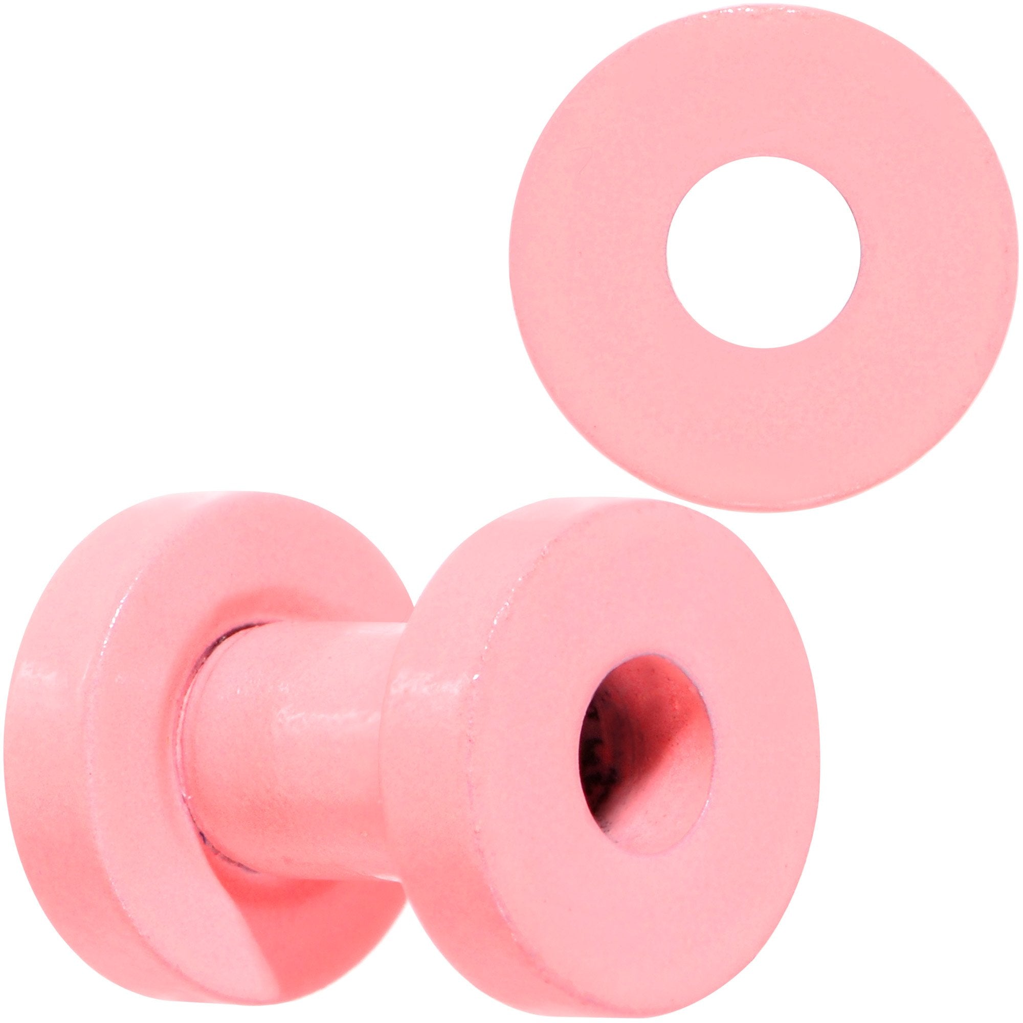 BodyCandy Sweet Pastel Pink Screw Fit Tunnel Plug Set 16G to 19mm — side view