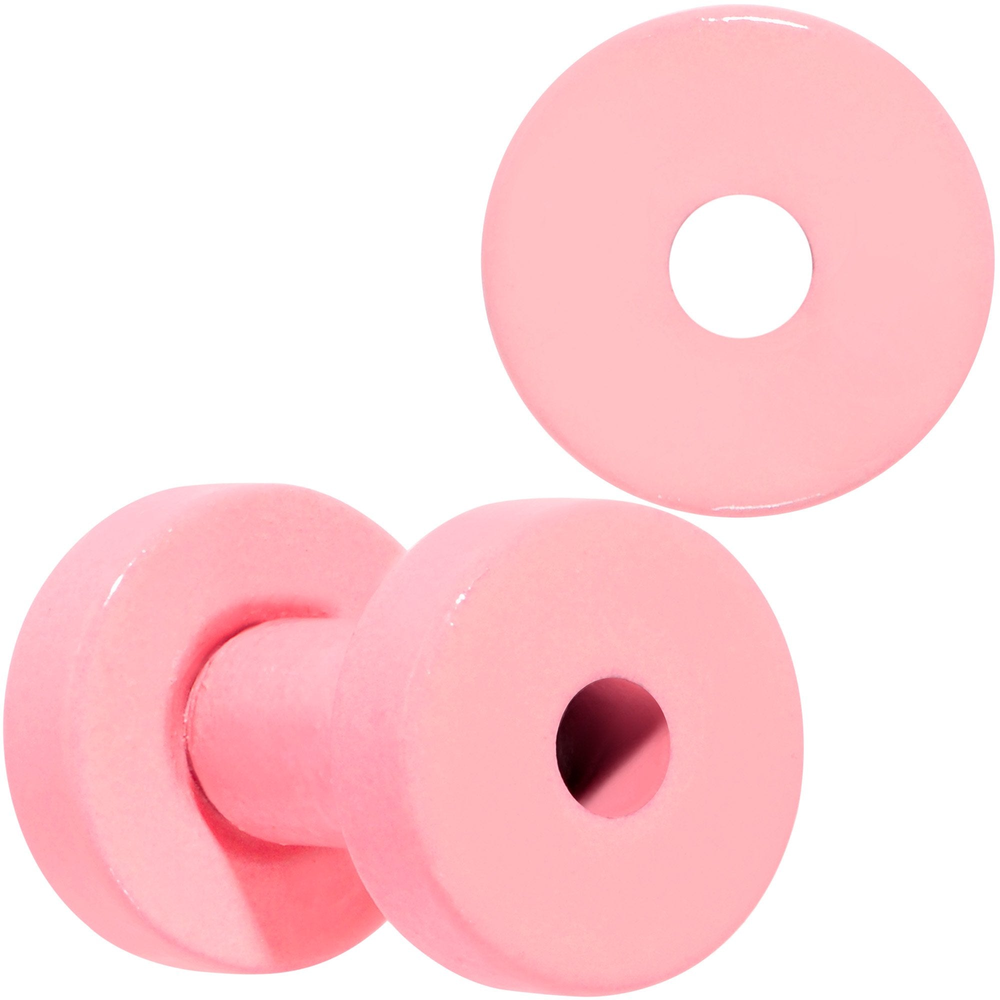 BodyCandy Sweet Pastel Pink Screw Fit Tunnel Plug Set 16G to 19mm — back view