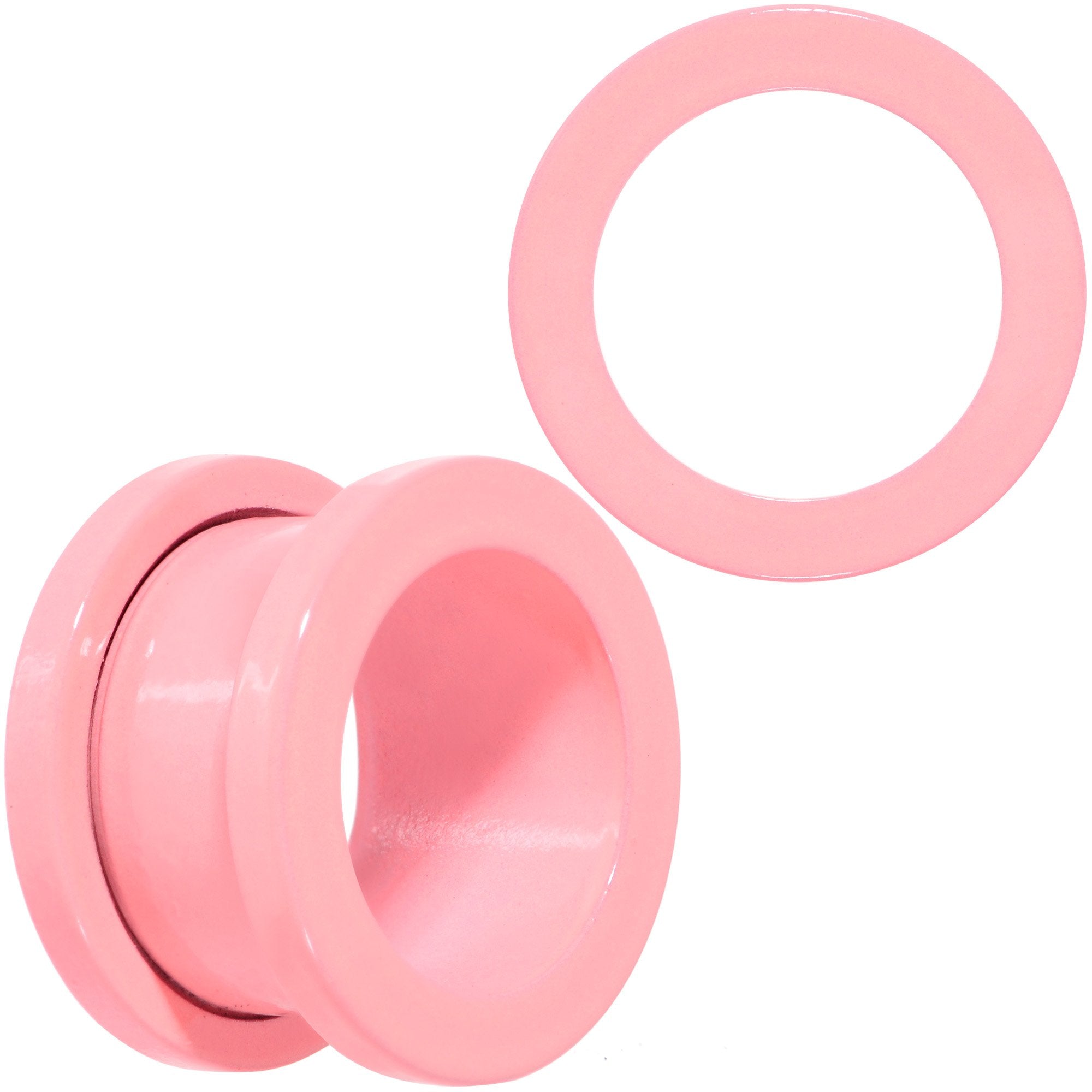 BodyCandy Sweet Pastel Pink Screw Fit Tunnel Plug Set 16G to 19mm — alternative angle
