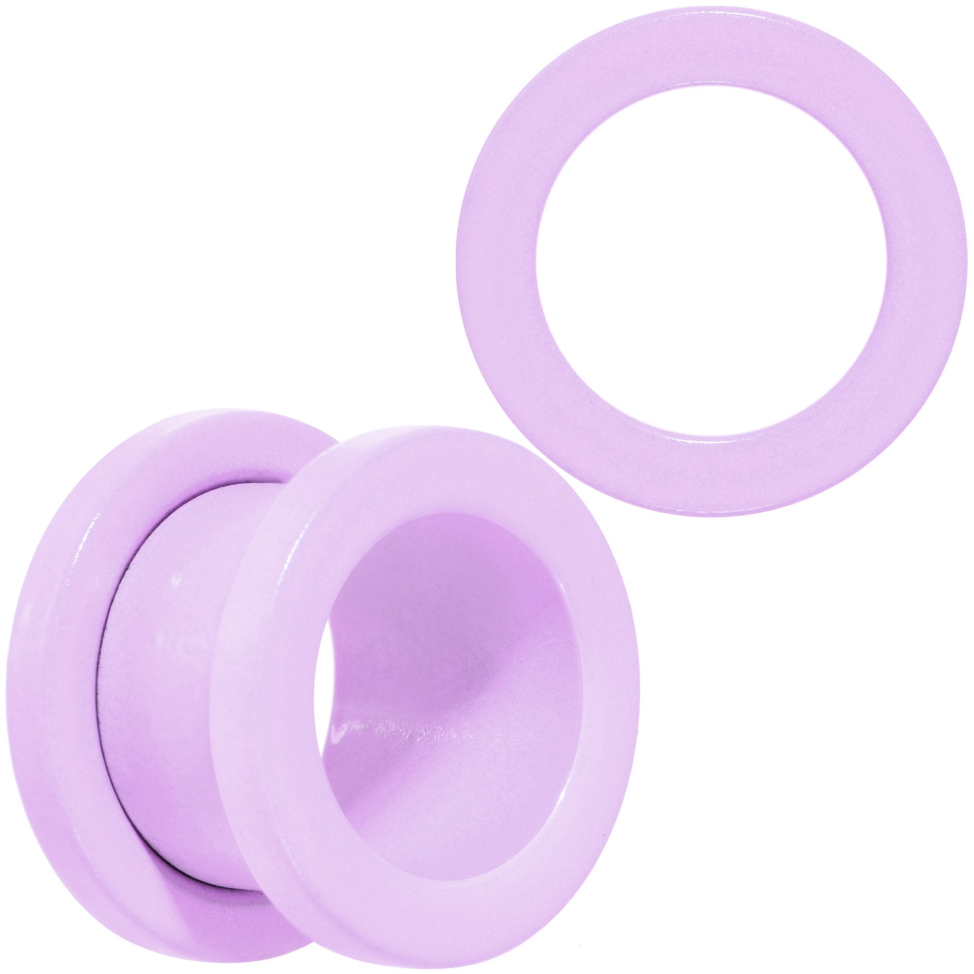BodyCandy Sweet Pastel Purple Screw Fit Tunnel Plug Set 16G to 19mm — texture detail