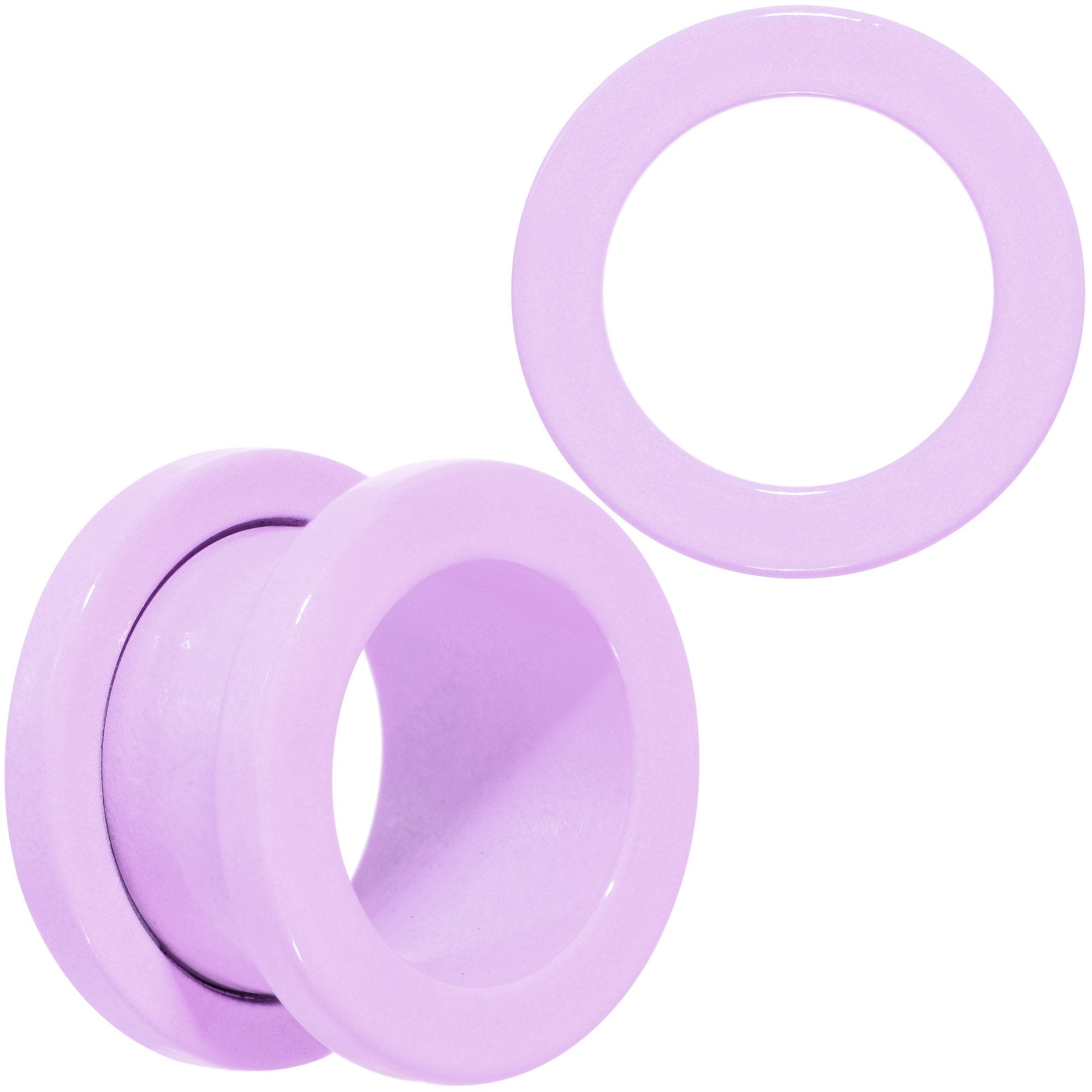 BodyCandy Sweet Pastel Purple Screw Fit Tunnel Plug Set 16G to 19mm — in-use context