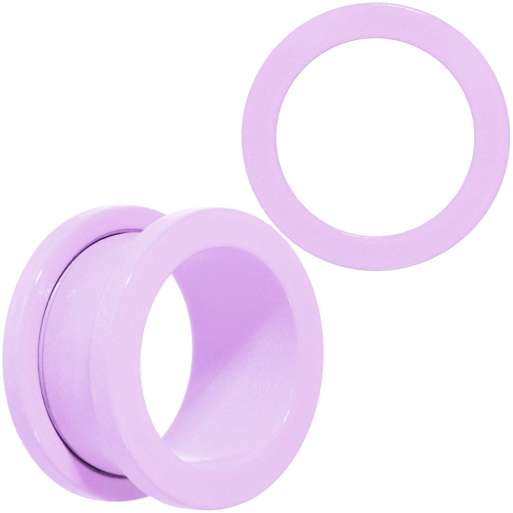 BodyCandy Sweet Pastel Purple Screw Fit Tunnel Plug Set 16G to 19mm — detail close-up