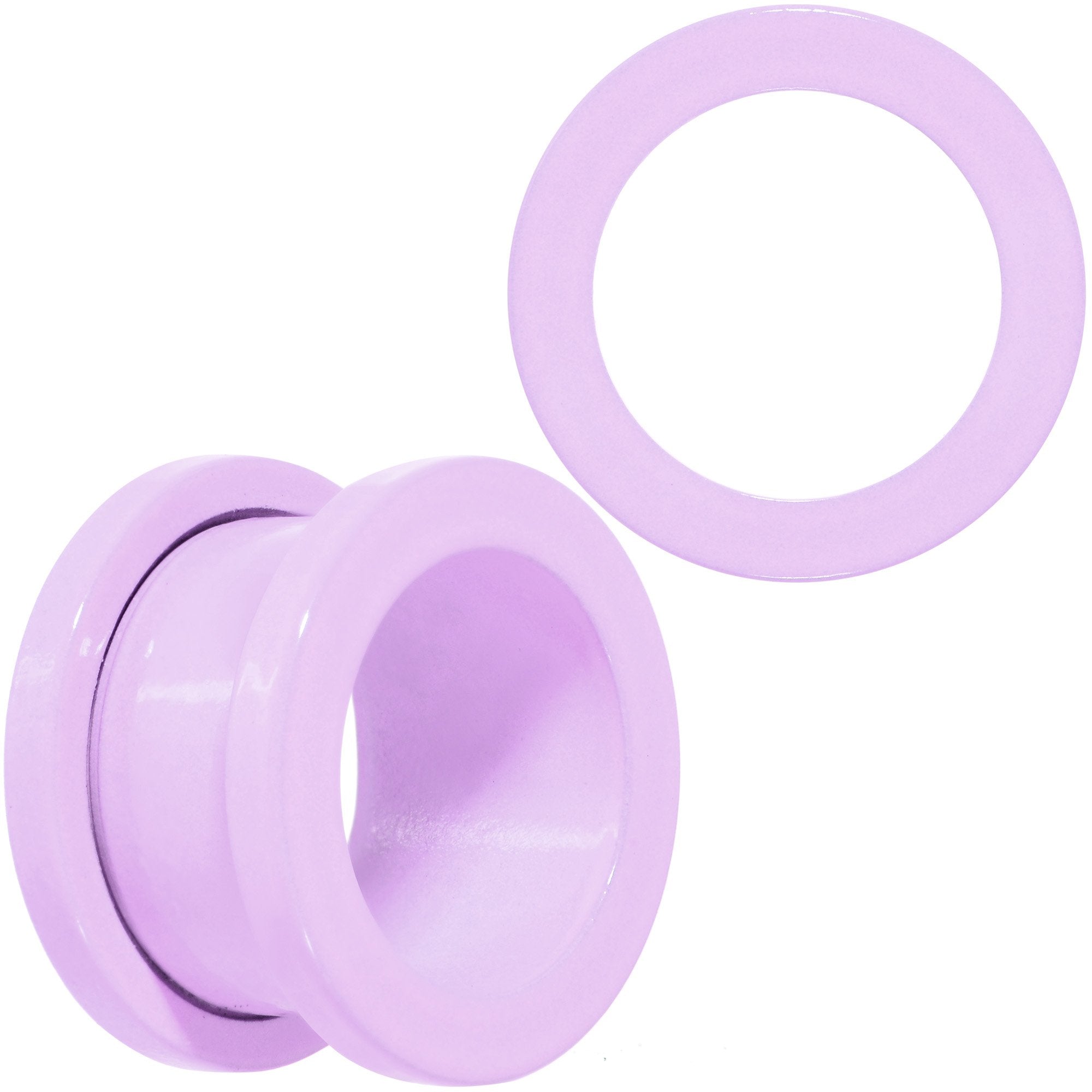 BodyCandy Sweet Pastel Purple Screw Fit Tunnel Plug Set 16G to 19mm — back view
