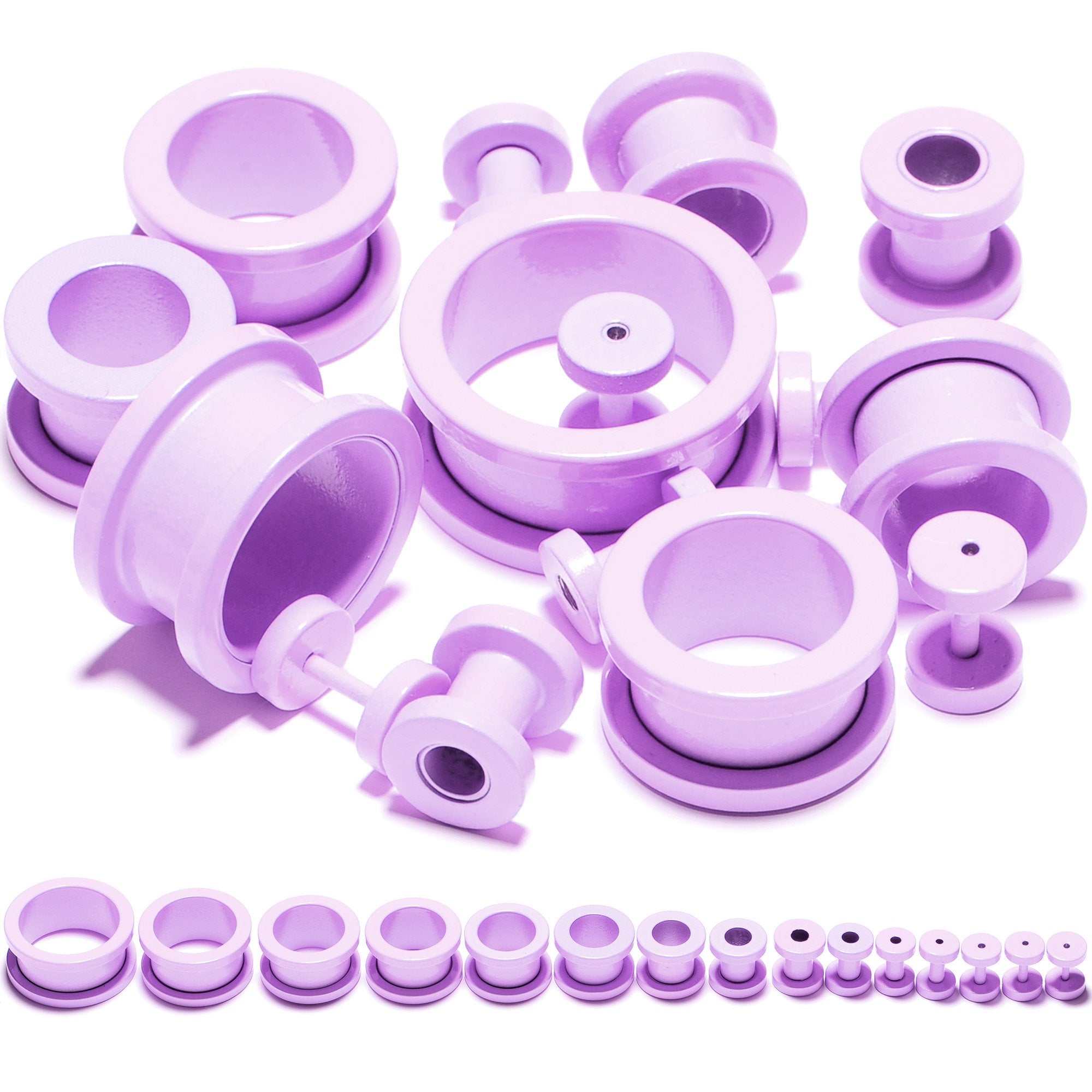 BodyCandy Sweet Pastel Purple Screw Fit Tunnel Plug Set 16G to 19mm — main product shot
