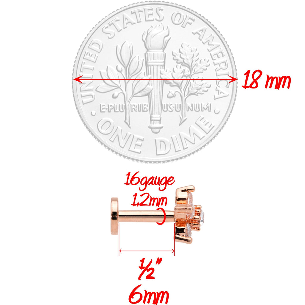 BodyCandy 16G 1/4 Clear CZ Star Rose Gold Tone Internally Threaded Labret — lifestyle context