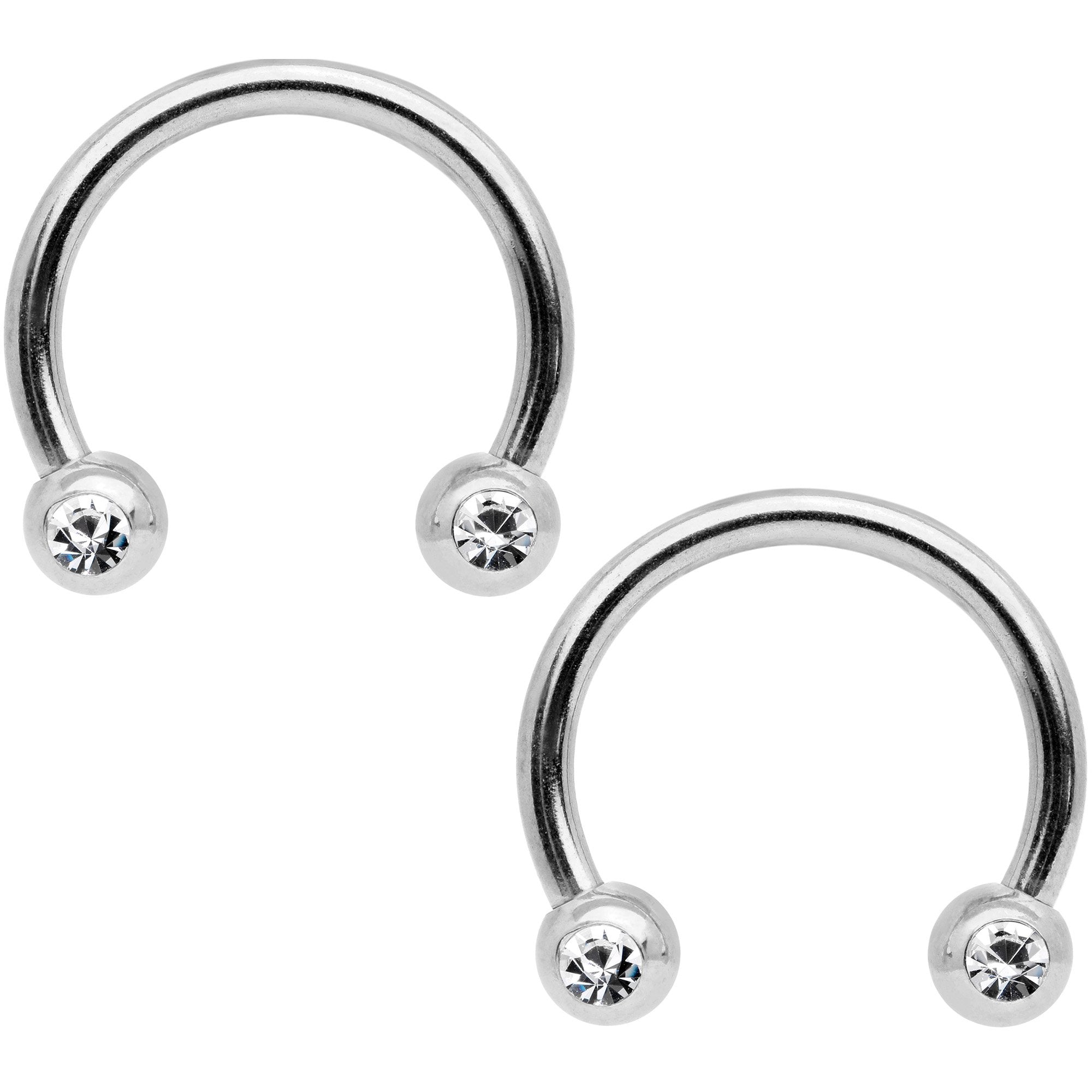 BodyCandy 14G 9/16 1/2 White Faux Opal Horseshoe Barbell Nipple Ring Set — lifestyle context