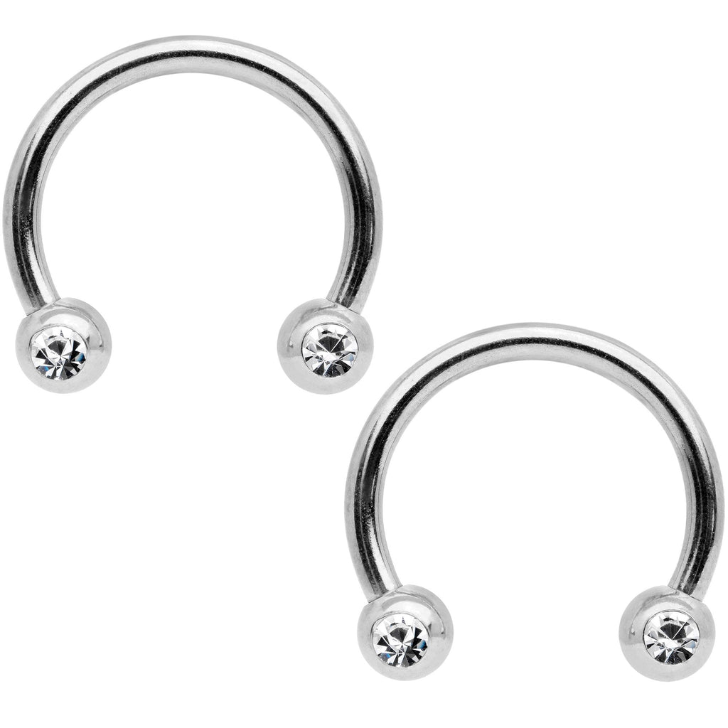 BodyCandy 14G 9/16 Clear Gem Sun Moon Horseshoe Barbell Nipple Ring Set — lifestyle context