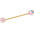 BodyCandy 14G Clear Gem Gold Tone Pink Bird Flower Industrial Barbell 38mm — main product shot