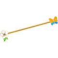 BodyCandy 14G Multicolor Gold Tone Butterfly Flower Industrial Barbell 38mm — main product shot