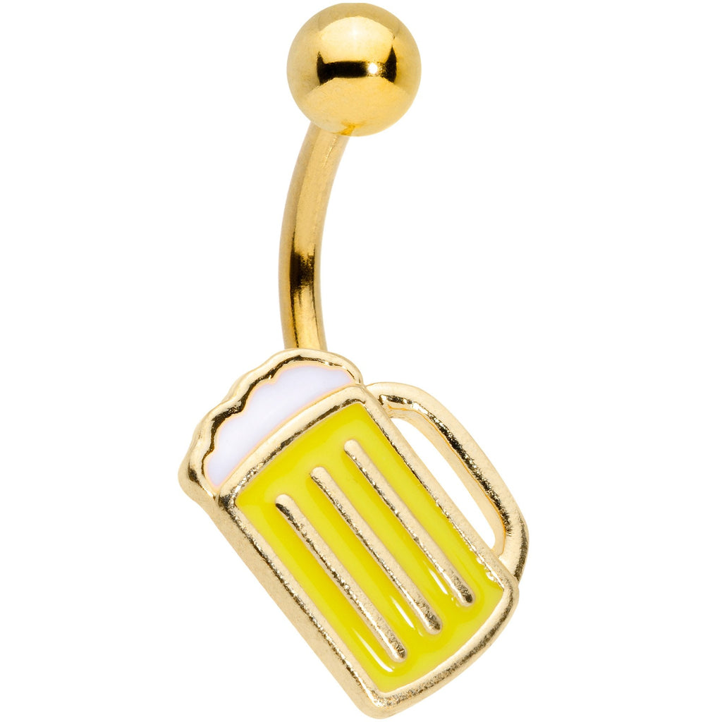 BodyCandy Gold Tone St Patricks Day Frosty Mug of Beer Belly Ring — main product shot